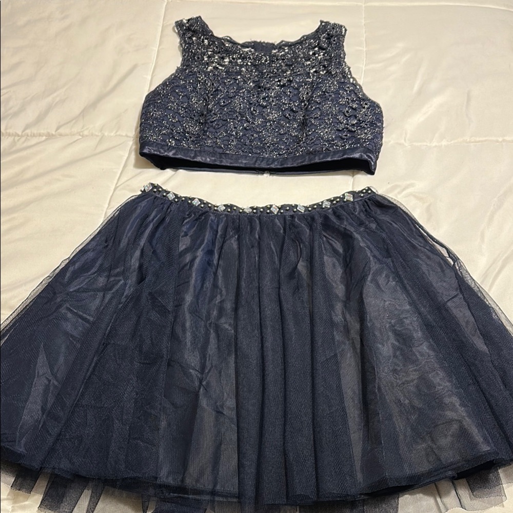 Elegant Navy Blue Kids Dress Set